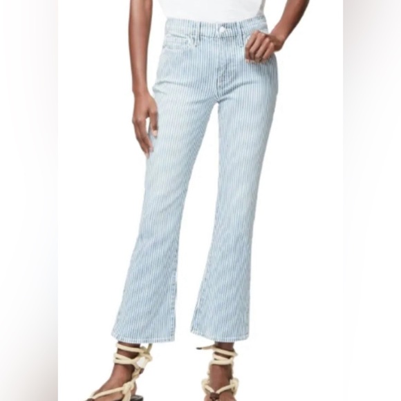 Frame Denim Denim - Frame Denim - blue/white engineer stripe jeans - Le Mini Crop Boot - Size 27